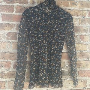 Ganni printed mesh long sleeve rollback